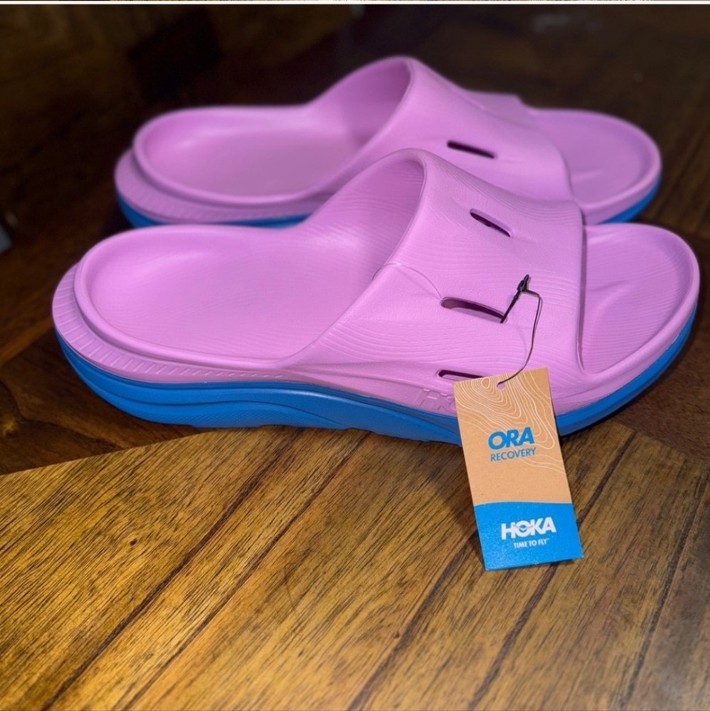 NWT Hoka U Ora Recivery Slide 3 Cyclamen / Coastal Sky Size W 11 / M 9 - Picture 1 of 8
